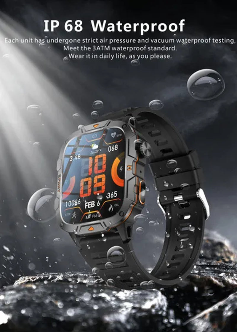 LIGE New 1.96" HD Screen Smart Watch Men with LED UV Flashlight 420Mah Large Battery Men’S Watches Health Monitor Men Smartwatch