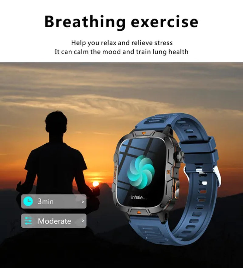 LIGE New 1.96" HD Screen Smart Watch Men with LED UV Flashlight 420Mah Large Battery Men’S Watches Health Monitor Men Smartwatch