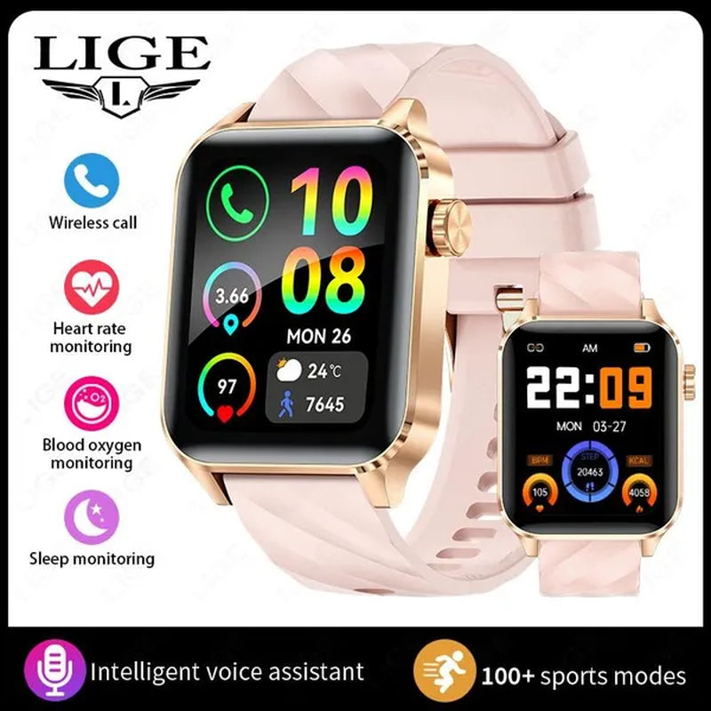 2024 New Smart Watch with Exercise Recording/Voice Assistant/Timer/ Stopwatch for Men Women, 1.85'' Smartwatch with Wireless Call (Answer/Make/Reject Calls) with Multi-Sports Mode, for Iphone/Android Phone.