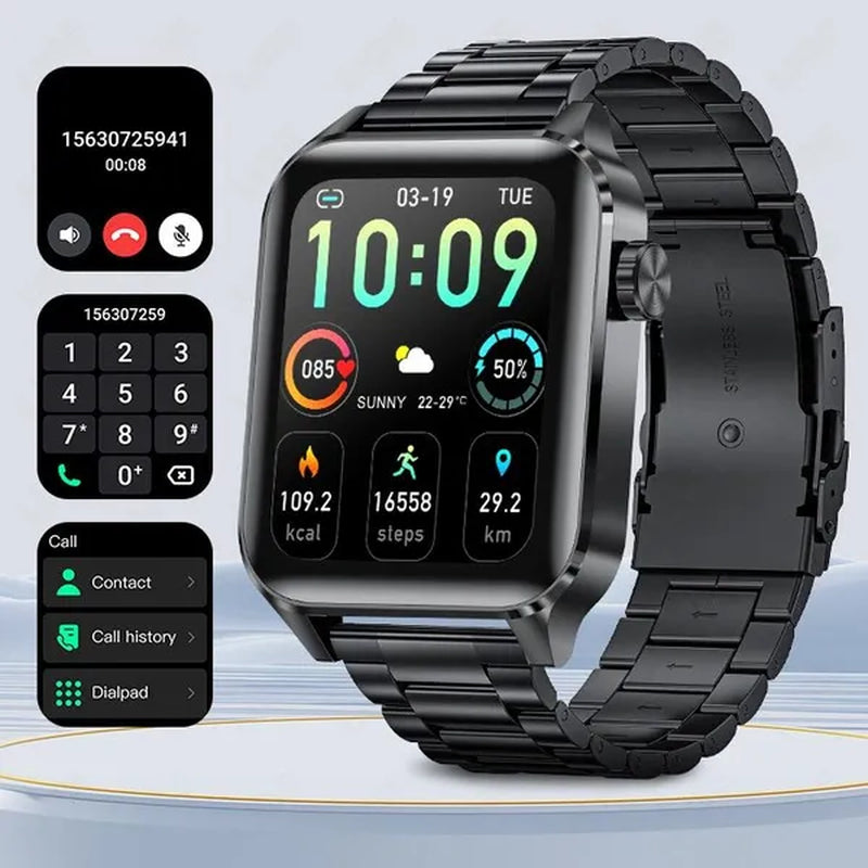 2024 New Smart Watch with Exercise Recording/Voice Assistant/Timer/ Stopwatch for Men Women, 1.85'' Smartwatch with Wireless Call (Answer/Make/Reject Calls) with Multi-Sports Mode, for Iphone/Android Phone.