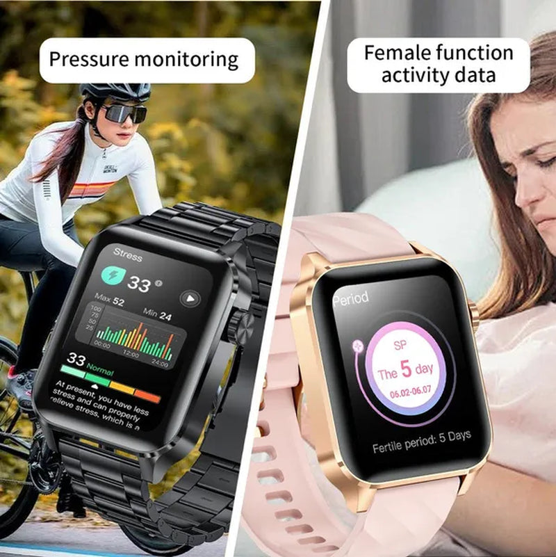 2024 New Smart Watch with Exercise Recording/Voice Assistant/Timer/ Stopwatch for Men Women, 1.85'' Smartwatch with Wireless Call (Answer/Make/Reject Calls) with Multi-Sports Mode, for Iphone/Android Phone.