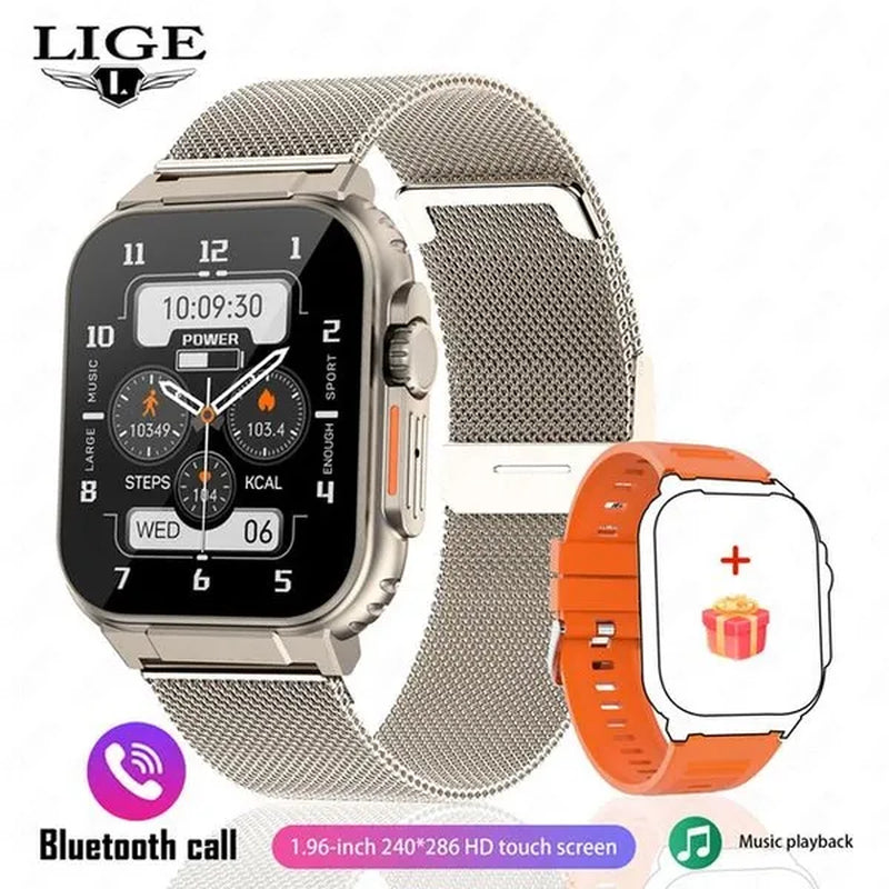 LIGE Recording Function SIRI Dial Smart Watch 600MAH Large Battery TWS Music 100+ Sports Watch True Blood Oxygen Smartwatch Men
