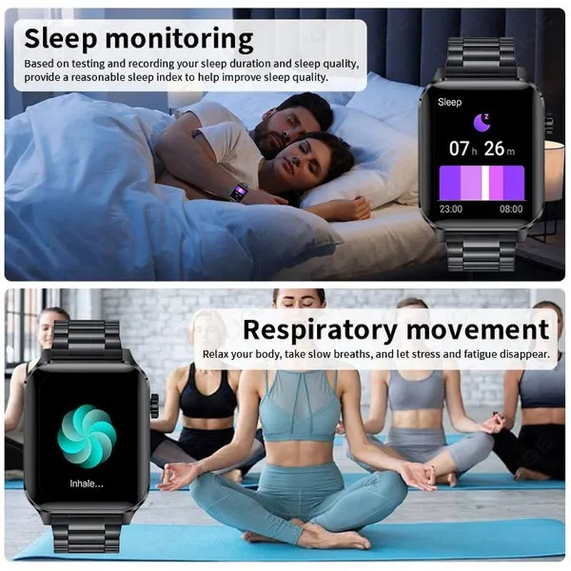 2024 New Smart Watch with Exercise Recording/Voice Assistant/Timer/ Stopwatch for Men Women, 1.85'' Smartwatch with Wireless Call (Answer/Make/Reject Calls) with Multi-Sports Mode, for Iphone/Android Phone.