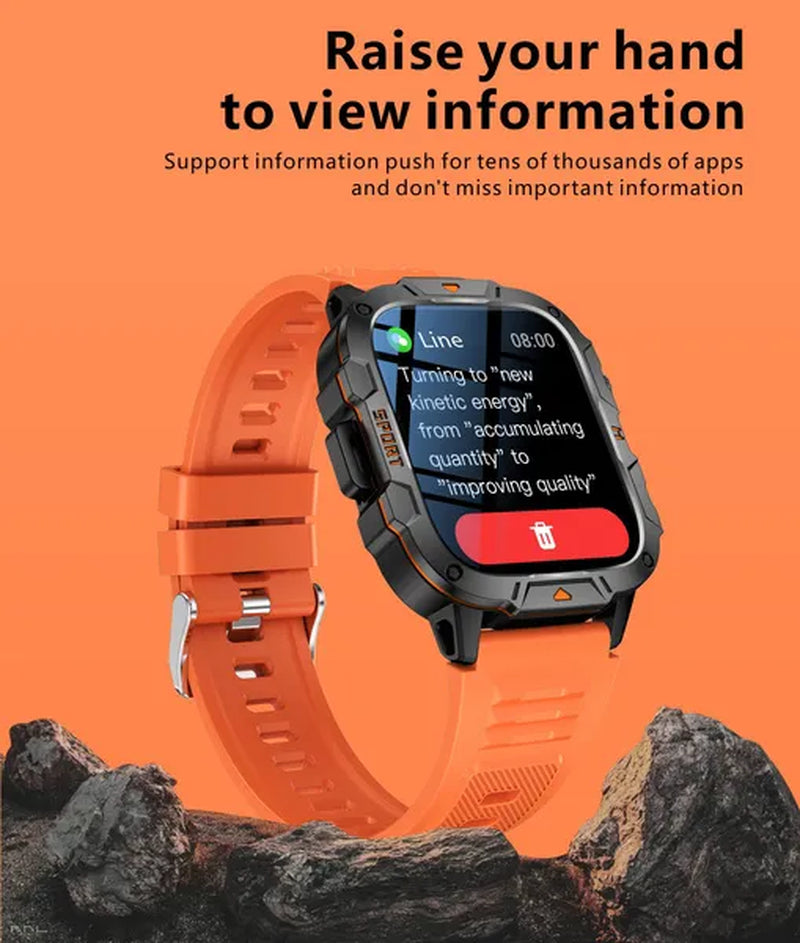 LIGE New 1.96" HD Screen Smart Watch Men with LED UV Flashlight 420Mah Large Battery Men’S Watches Health Monitor Men Smartwatch