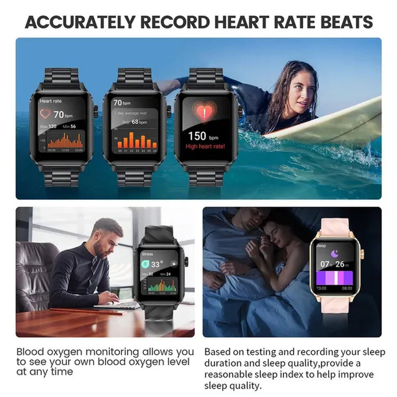 2024 New Smart Watch with Exercise Recording/Voice Assistant/Timer/ Stopwatch for Men Women, 1.85'' Smartwatch with Wireless Call (Answer/Make/Reject Calls) with Multi-Sports Mode, for Iphone/Android Phone.