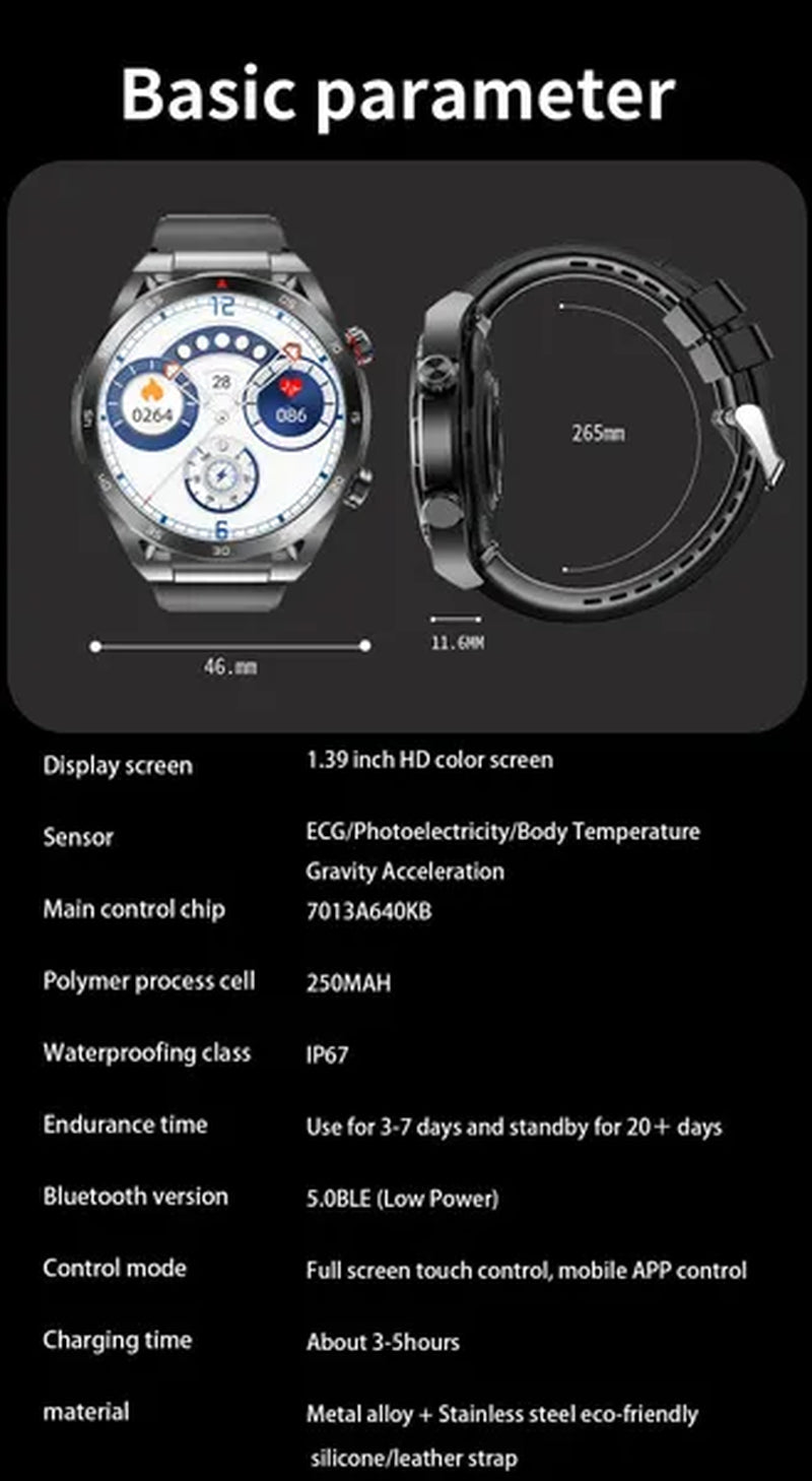 LIGE ECG+PPG Smart Watch Men Smart Watch 2023 HPV Tracking Monitor Bluetooth Call Sport Fitness Men Smartwatch for Xiaomi Huawei