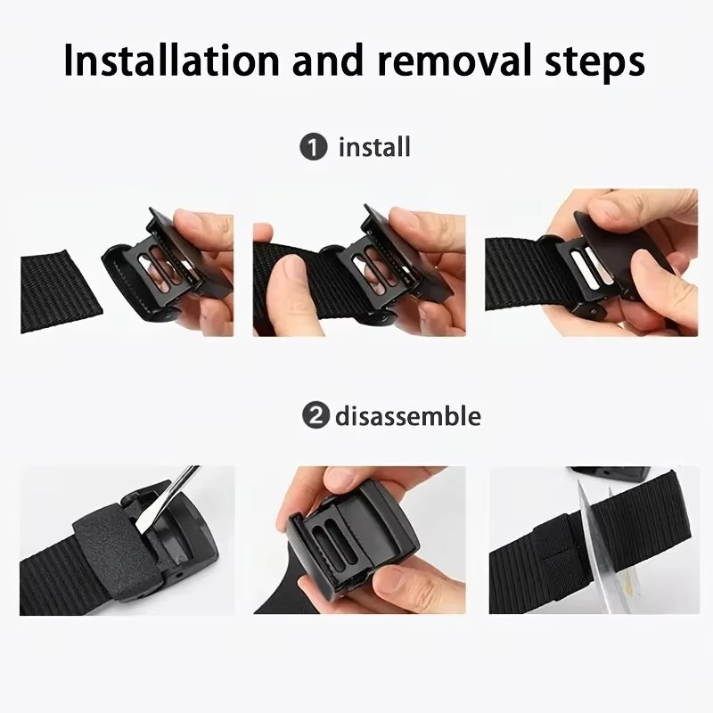 Cinturón De Lona Para Hombre, Hebilla De Plástico, Cinturón Táctico De Nailon Sin Metal, Cinturón Para Mujer