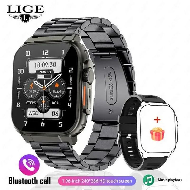 LIGE Recording Function SIRI Dial Smart Watch 600MAH Large Battery TWS Music 100+ Sports Watch True Blood Oxygen Smartwatch Men