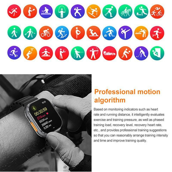 New IW9 Ultar Smart Watch Men Series 9 2.04 Inch High Refresh Rtae AMOLED Screen Compass IWO Smartwatch Women for App1E Watch Android Watch