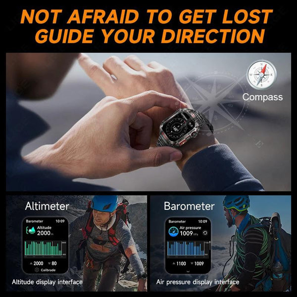 LIGE Bluetooth Call Smartwatch 2.01 Inch Screen 600 Mah Battery Compass Military Outdoor Waterproof Smartwatch for Huawei Xiaomi