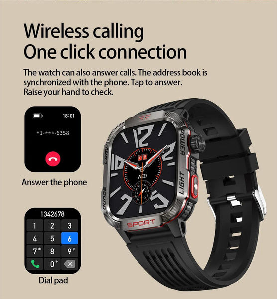 LIGE Bluetooth Call Smartwatch 2.01 Inch Screen 600 Mah Battery Compass Military Outdoor Waterproof Smartwatch for Huawei Xiaomi