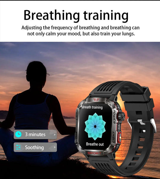 LIGE Bluetooth Call Smartwatch 2.01 Inch Screen 600 Mah Battery Compass Military Outdoor Waterproof Smartwatch for Huawei Xiaomi