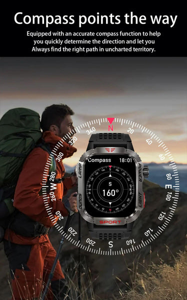 LIGE Bluetooth Call Smartwatch 2.01 Inch Screen 600 Mah Battery Compass Military Outdoor Waterproof Smartwatch for Huawei Xiaomi