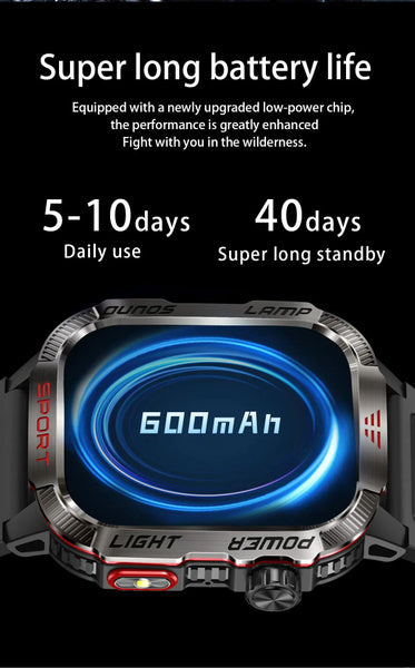 LIGE Bluetooth Call Smartwatch 2.01 Inch Screen 600 Mah Battery Compass Military Outdoor Waterproof Smartwatch for Huawei Xiaomi