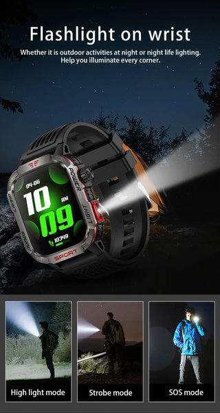 LIGE Bluetooth Call Smartwatch 2.01 Inch Screen 600 Mah Battery Compass Military Outdoor Waterproof Smartwatch for Huawei Xiaomi