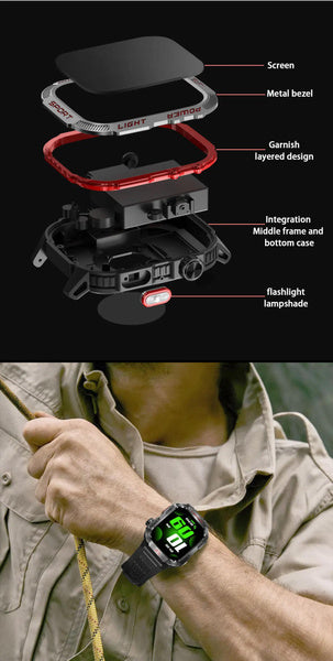 LIGE Bluetooth Call Smartwatch 2.01 Inch Screen 600 Mah Battery Compass Military Outdoor Waterproof Smartwatch for Huawei Xiaomi