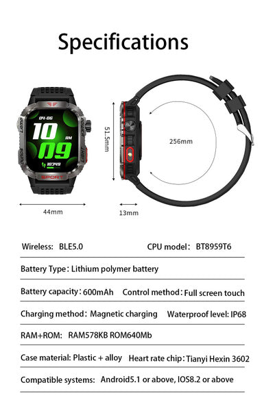 LIGE Bluetooth Call Smartwatch 2.01 Inch Screen 600 Mah Battery Compass Military Outdoor Waterproof Smartwatch for Huawei Xiaomi