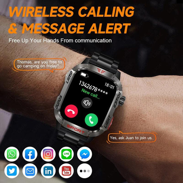 LIGE Bluetooth Call Smartwatch 2.01 Inch Screen 600 Mah Battery Compass Military Outdoor Waterproof Smartwatch for Huawei Xiaomi