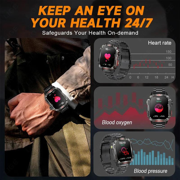 LIGE Bluetooth Call Smartwatch 2.01 Inch Screen 600 Mah Battery Compass Military Outdoor Waterproof Smartwatch for Huawei Xiaomi