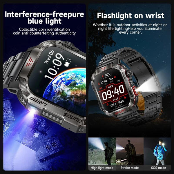 LIGE Bluetooth Call Smartwatch 2.01 Inch Screen 600 Mah Battery Compass Military Outdoor Waterproof Smartwatch for Huawei Xiaomi