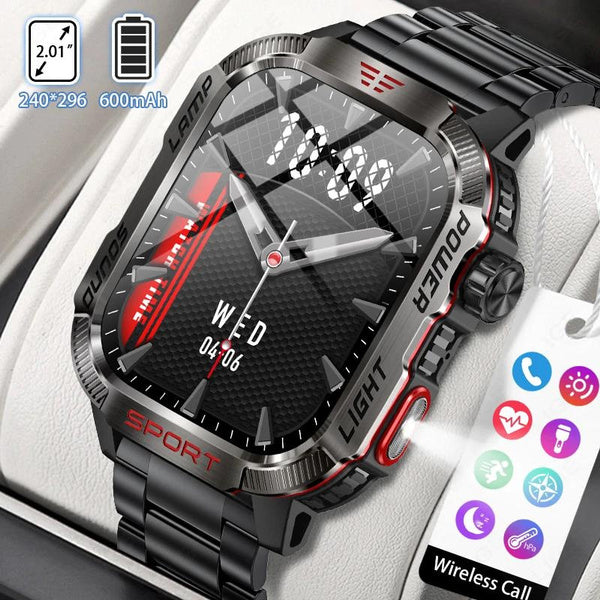 LIGE Bluetooth Call Smartwatch 2.01 Inch Screen 600 Mah Battery Compass Military Outdoor Waterproof Smartwatch for Huawei Xiaomi