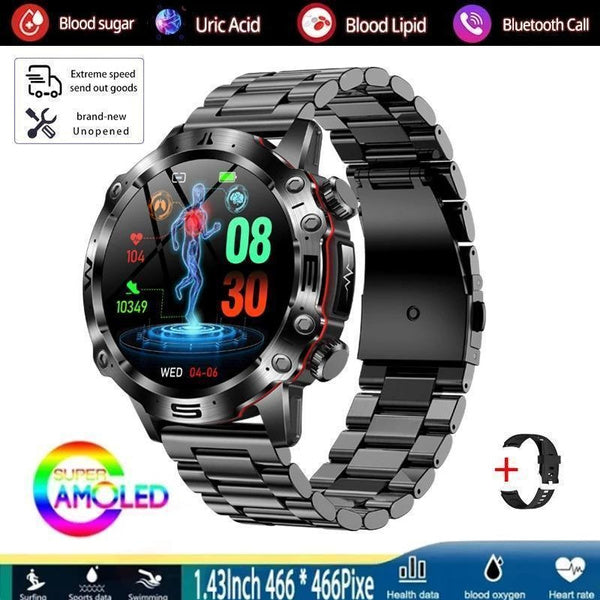 2025 New Health Managed Smart Watch Health Measure Fat Uric Acid Call ECG+PPG Health Smartwatch IOS