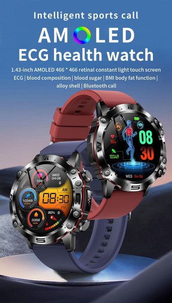 2025 New Health Managed Smart Watch Health Measure Fat Uric Acid Call ECG+PPG Health Smartwatch IOS