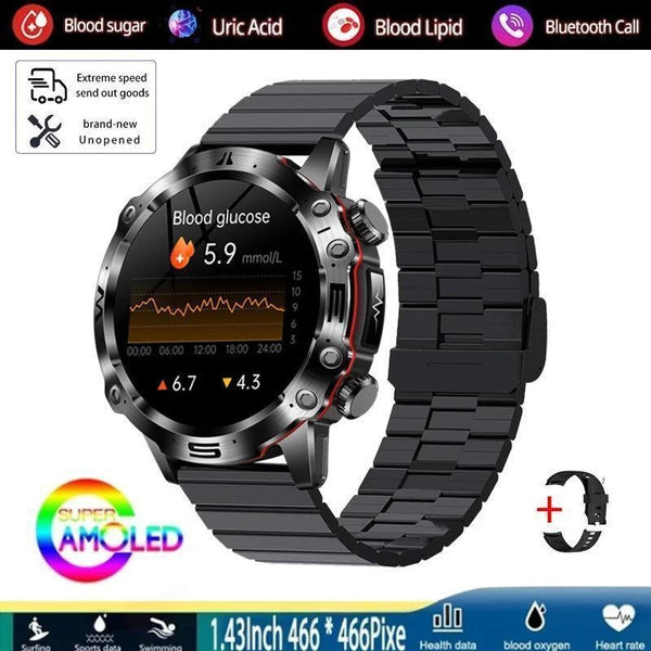 2025 New Health Managed Smart Watch Health Measure Fat Uric Acid Call ECG+PPG Health Smartwatch IOS