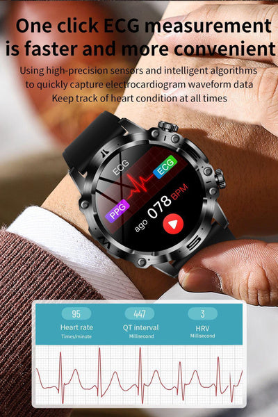 2025 New Health Managed Smart Watch Health Measure Fat Uric Acid Call ECG+PPG Health Smartwatch IOS