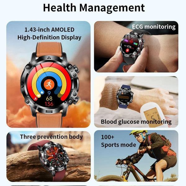 2025 New Health Managed Smart Watch Health Measure Fat Uric Acid Call ECG+PPG Health Smartwatch IOS