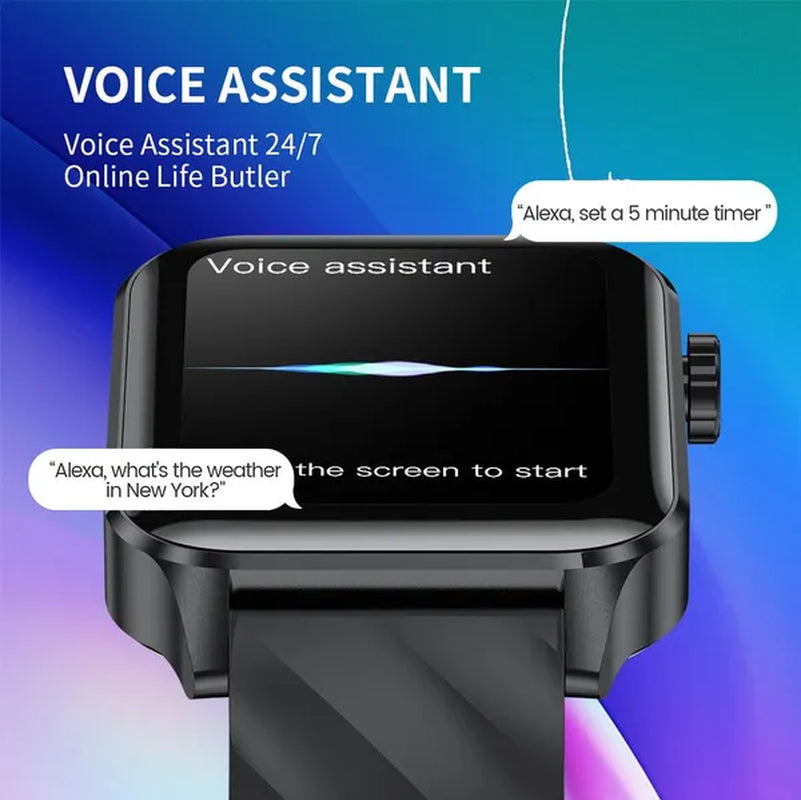 2024 New Smart Watch with Exercise Recording/Voice Assistant/Timer/ Stopwatch for Men Women, 1.85'' Smartwatch with Wireless Call (Answer/Make/Reject Calls) with Multi-Sports Mode, for Iphone/Android Phone.