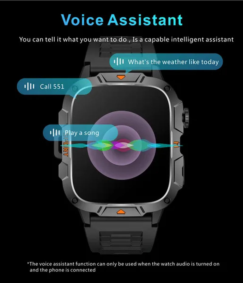 LIGE New 1.96" HD Screen Smart Watch Men with LED UV Flashlight 420Mah Large Battery Men’S Watches Health Monitor Men Smartwatch