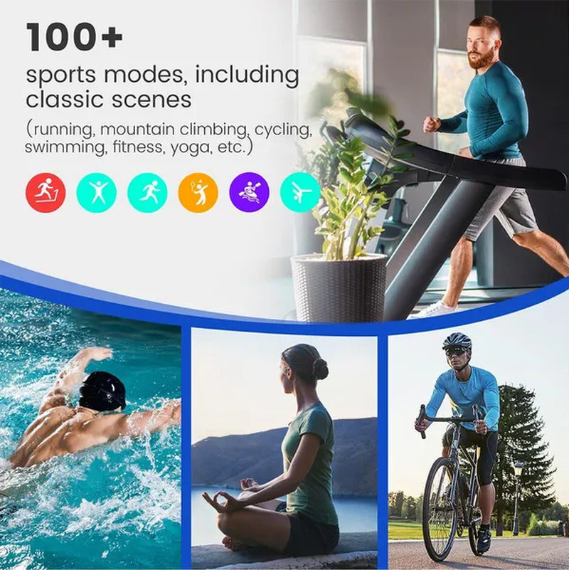 2024 New Smart Watch with Exercise Recording/Voice Assistant/Timer/ Stopwatch for Men Women, 1.85'' Smartwatch with Wireless Call (Answer/Make/Reject Calls) with Multi-Sports Mode, for Iphone/Android Phone.
