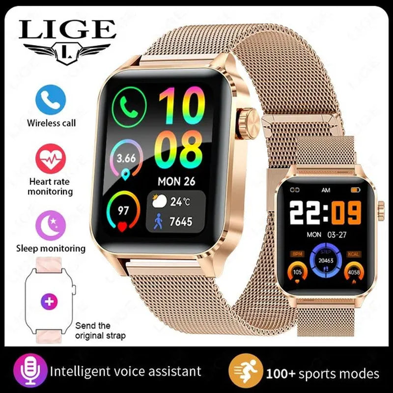 2024 New Smart Watch with Exercise Recording/Voice Assistant/Timer/ Stopwatch for Men Women, 1.85'' Smartwatch with Wireless Call (Answer/Make/Reject Calls) with Multi-Sports Mode, for Iphone/Android Phone.