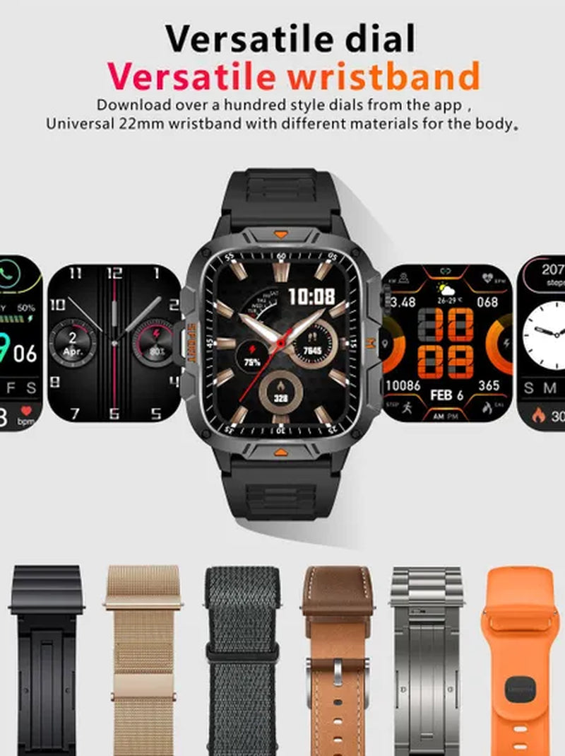 LIGE New 1.96" HD Screen Smart Watch Men with LED UV Flashlight 420Mah Large Battery Men’S Watches Health Monitor Men Smartwatch