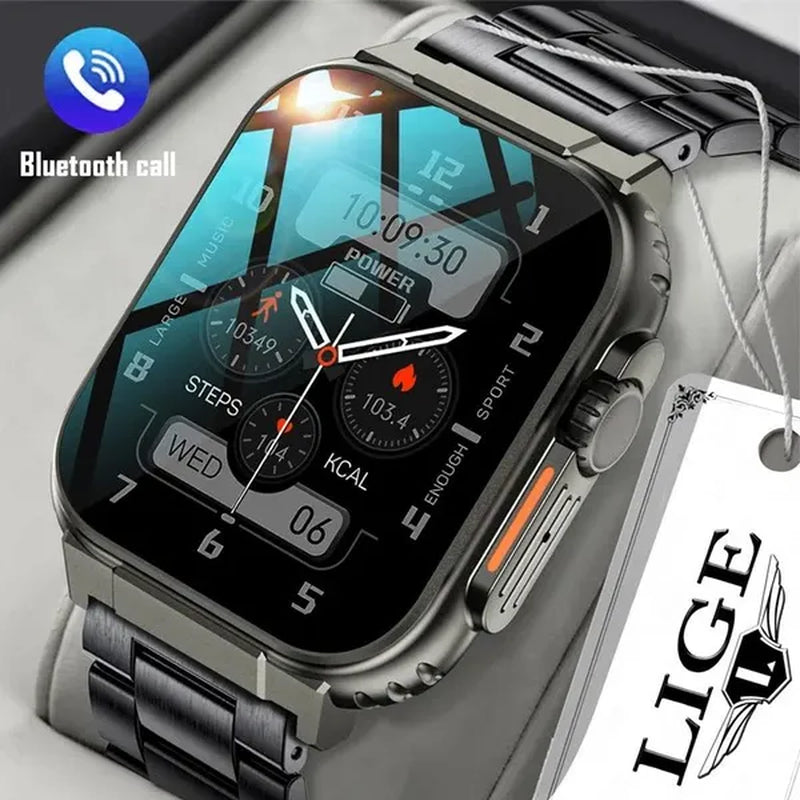 LIGE Recording Function SIRI Dial Smart Watch 600MAH Large Battery TWS Music 100+ Sports Watch True Blood Oxygen Smartwatch Men