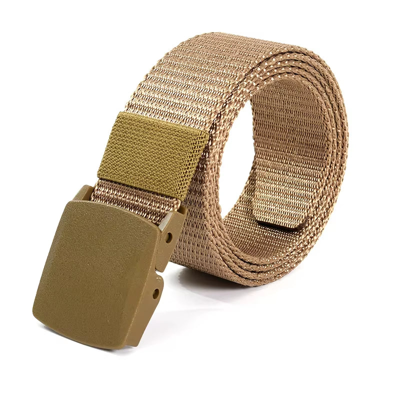 Cinturón De Lona Para Hombre, Hebilla De Plástico, Cinturón Táctico De Nailon Sin Metal, Cinturón Para Mujer