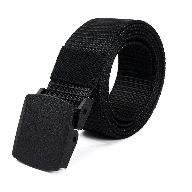 Cinturón De Lona Para Hombre, Hebilla De Plástico, Cinturón Táctico De Nailon Sin Metal, Cinturón Para Mujer