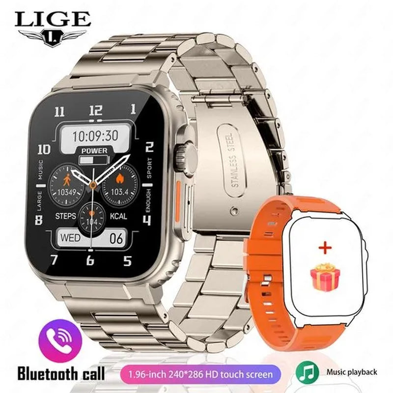 LIGE Recording Function SIRI Dial Smart Watch 600MAH Large Battery TWS Music 100+ Sports Watch True Blood Oxygen Smartwatch Men