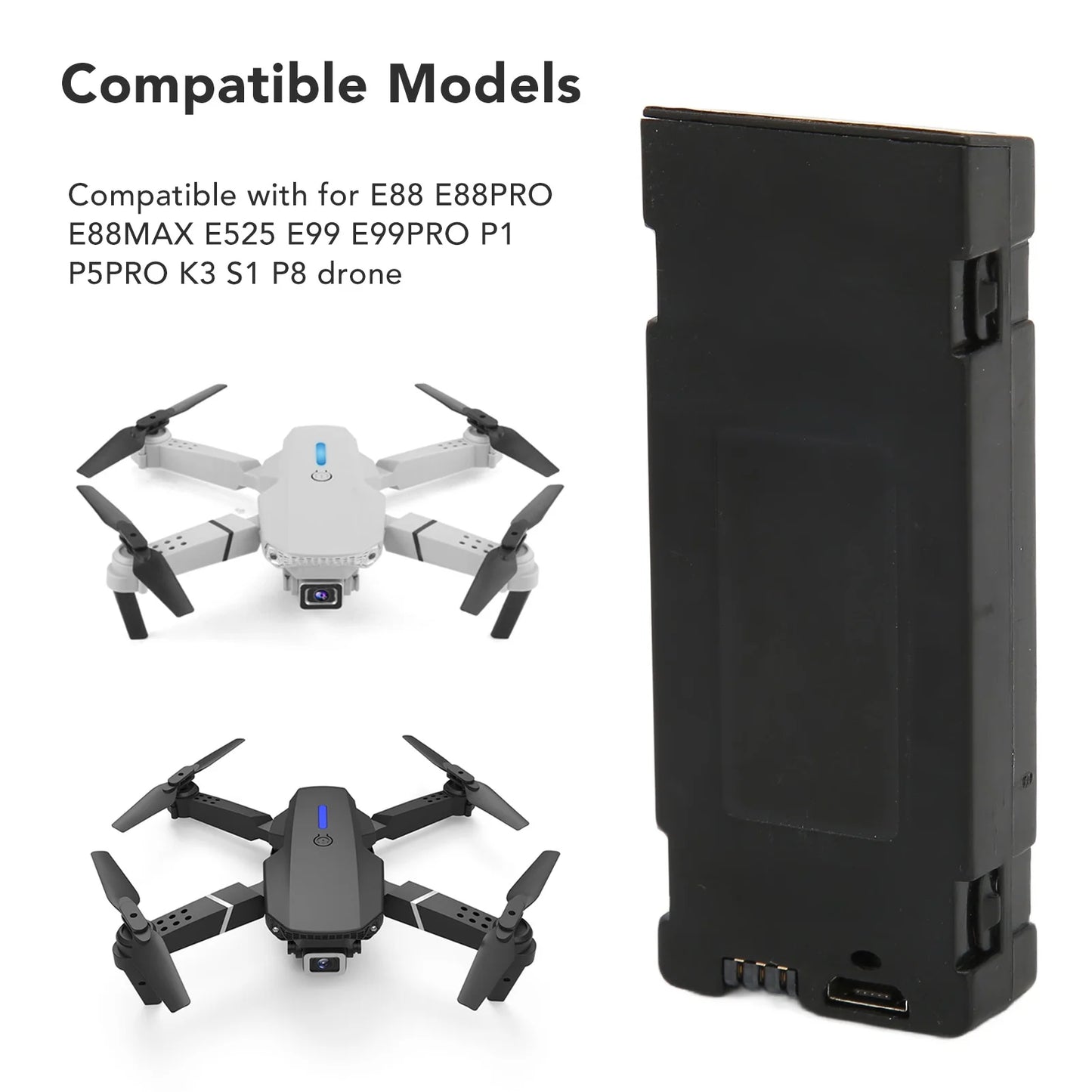 3.7V 1800Mah Li Ion Battery Replacement RC Drone for E88 E88PRO E88MAX E525 E99 E99PRO P1 P5PRO K3 S1 P8
