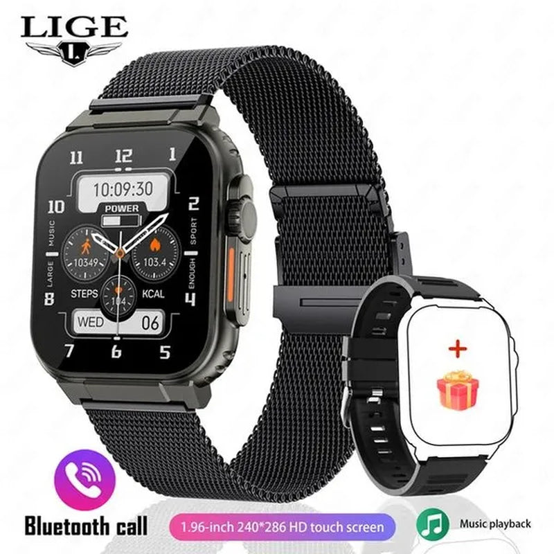 LIGE Recording Function SIRI Dial Smart Watch 600MAH Large Battery TWS Music 100+ Sports Watch True Blood Oxygen Smartwatch Men