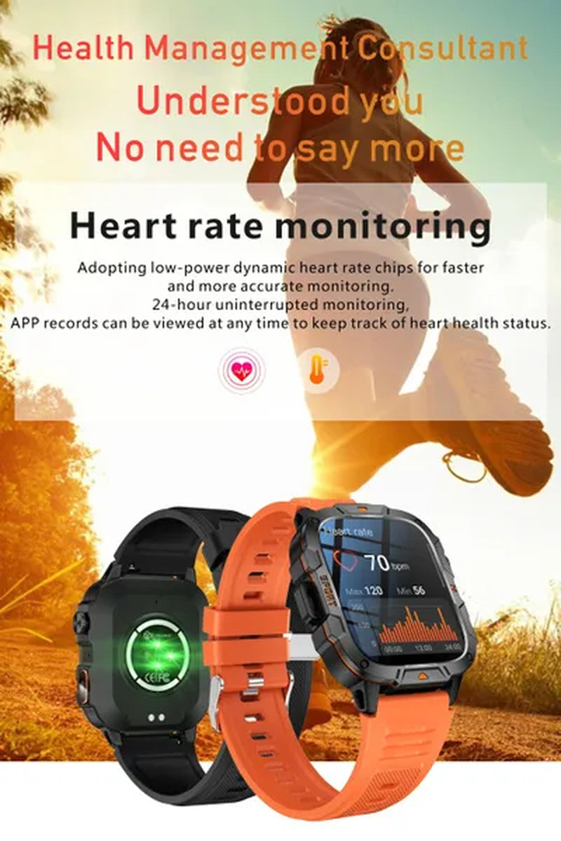 LIGE New 1.96" HD Screen Smart Watch Men with LED UV Flashlight 420Mah Large Battery Men’S Watches Health Monitor Men Smartwatch