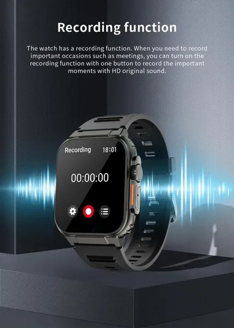 LIGE Recording Function SIRI Dial Smart Watch 600MAH Large Battery TWS Music 100+ Sports Watch True Blood Oxygen Smartwatch Men