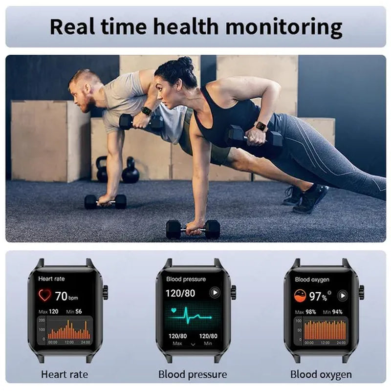 2024 New Smart Watch with Exercise Recording/Voice Assistant/Timer/ Stopwatch for Men Women, 1.85'' Smartwatch with Wireless Call (Answer/Make/Reject Calls) with Multi-Sports Mode, for Iphone/Android Phone.