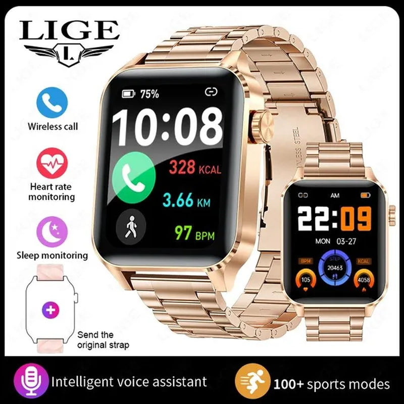 2024 New Smart Watch with Exercise Recording/Voice Assistant/Timer/ Stopwatch for Men Women, 1.85'' Smartwatch with Wireless Call (Answer/Make/Reject Calls) with Multi-Sports Mode, for Iphone/Android Phone.