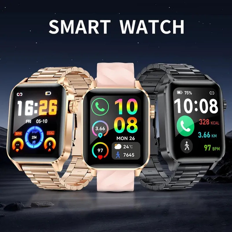 2024 New Smart Watch with Exercise Recording/Voice Assistant/Timer/ Stopwatch for Men Women, 1.85'' Smartwatch with Wireless Call (Answer/Make/Reject Calls) with Multi-Sports Mode, for Iphone/Android Phone.