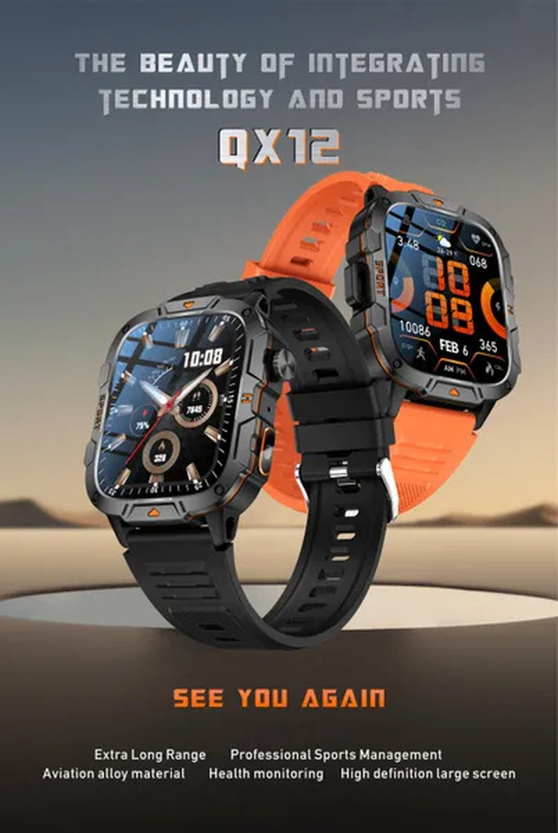 LIGE New 1.96" HD Screen Smart Watch Men with LED UV Flashlight 420Mah Large Battery Men’S Watches Health Monitor Men Smartwatch
