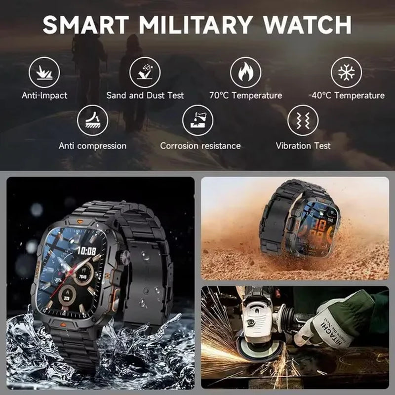LIGE New 1.96" HD Screen Smart Watch Men with LED UV Flashlight 420Mah Large Battery Men’S Watches Health Monitor Men Smartwatch