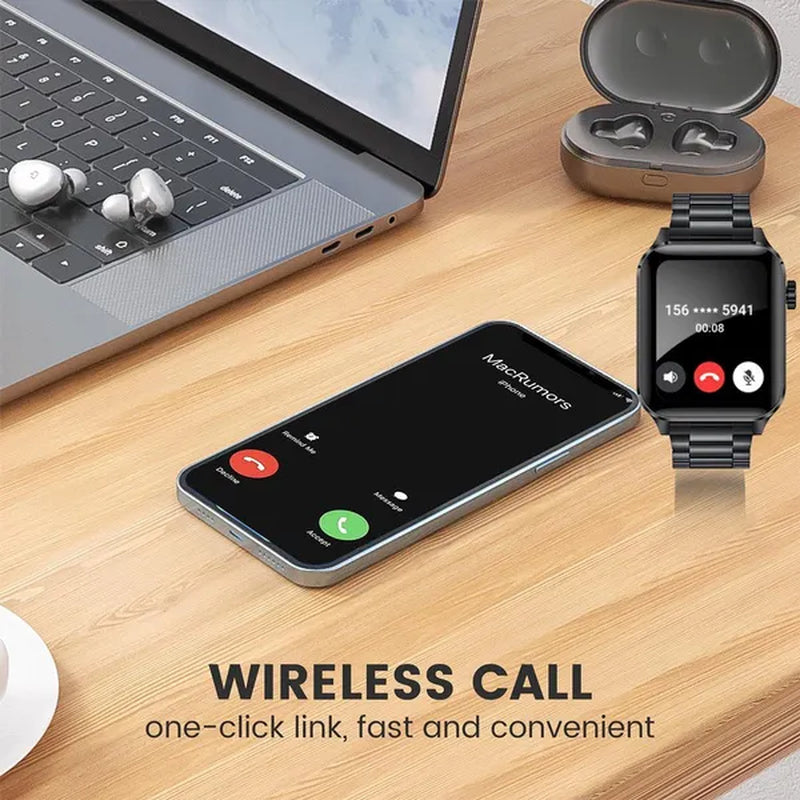 2024 New Smart Watch with Exercise Recording/Voice Assistant/Timer/ Stopwatch for Men Women, 1.85'' Smartwatch with Wireless Call (Answer/Make/Reject Calls) with Multi-Sports Mode, for Iphone/Android Phone.