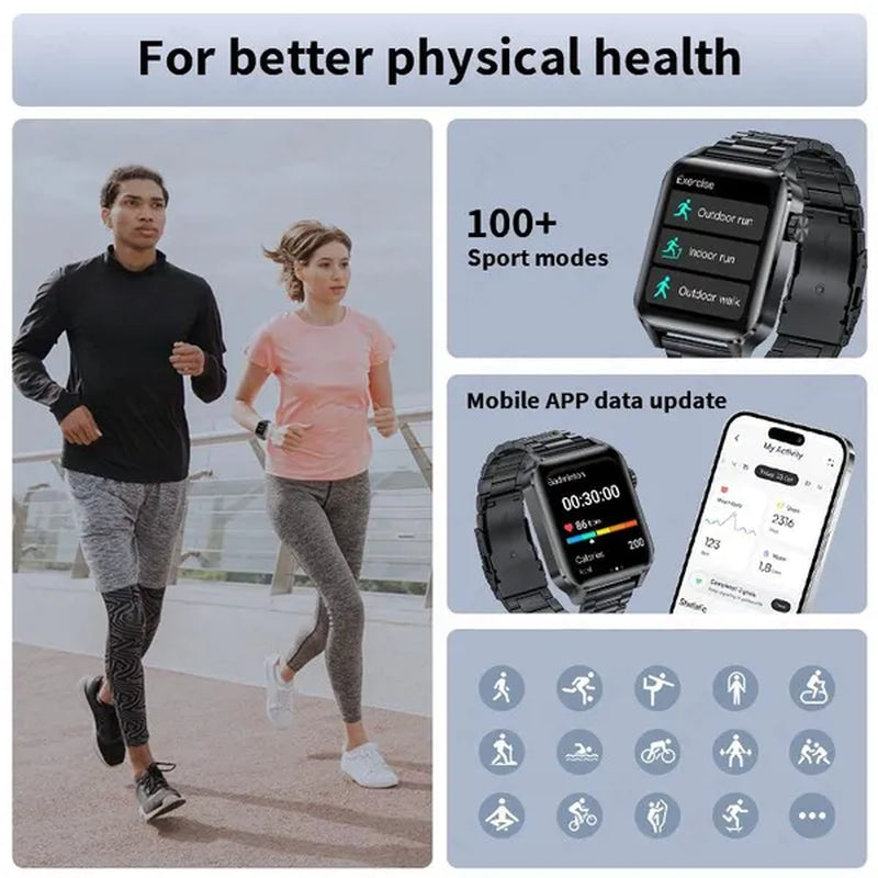 2024 New Smart Watch with Exercise Recording/Voice Assistant/Timer/ Stopwatch for Men Women, 1.85'' Smartwatch with Wireless Call (Answer/Make/Reject Calls) with Multi-Sports Mode, for Iphone/Android Phone.